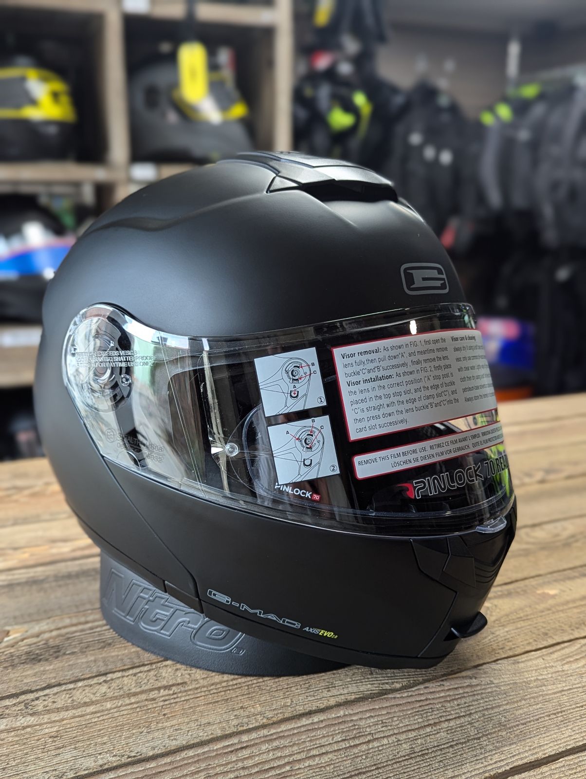G-Mac Axis Evo 2.0 Modular Flip Up DVS Motorcycle Helmet - Matt Black Medium