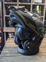 G-Mac Glide Evo Modular Flip Up DVS Motorcycle Helmet Matt Black Grey Yellow XXL