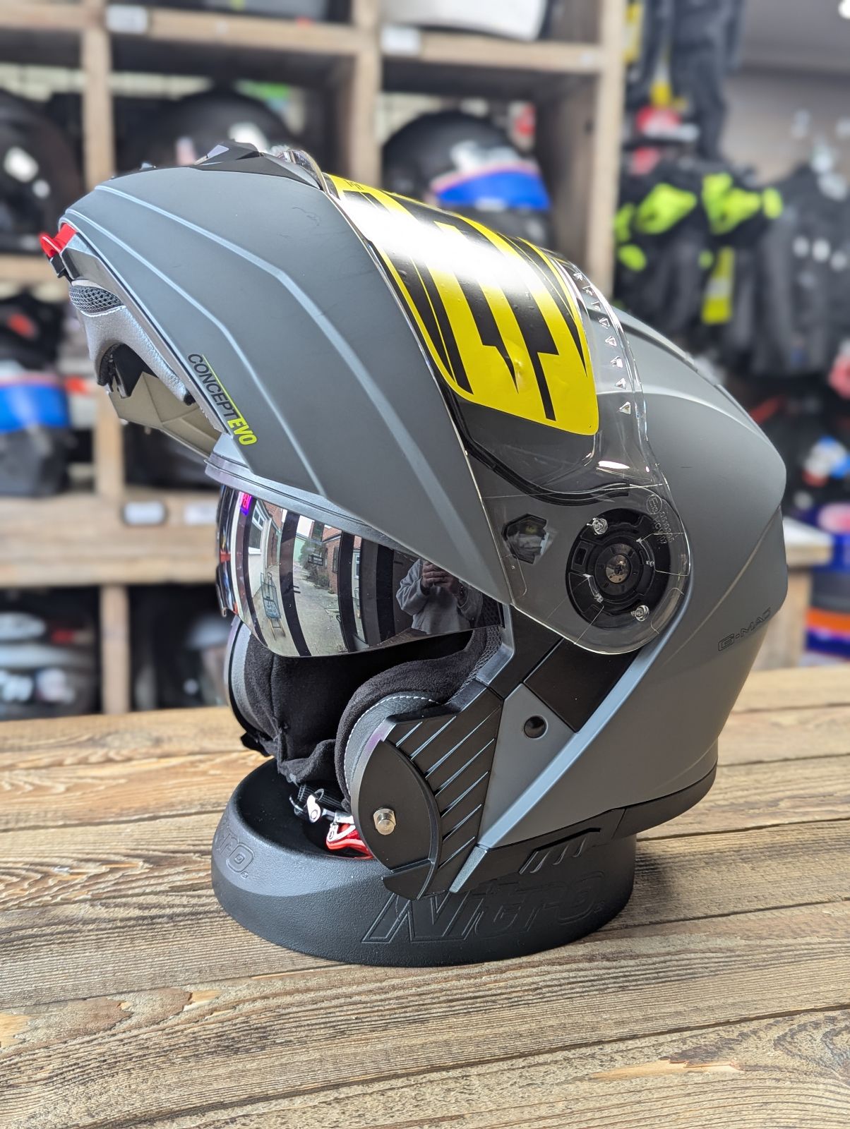 G-Mac Concept Evo Modular Flip Up DVS Motorcycle Helmet Satin Gunmetal - Large