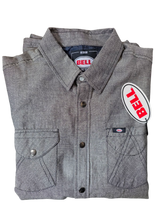 Bell Mens Cotton Long Sleeve Rucker Herringbone Casual Shirt Medium - Grey