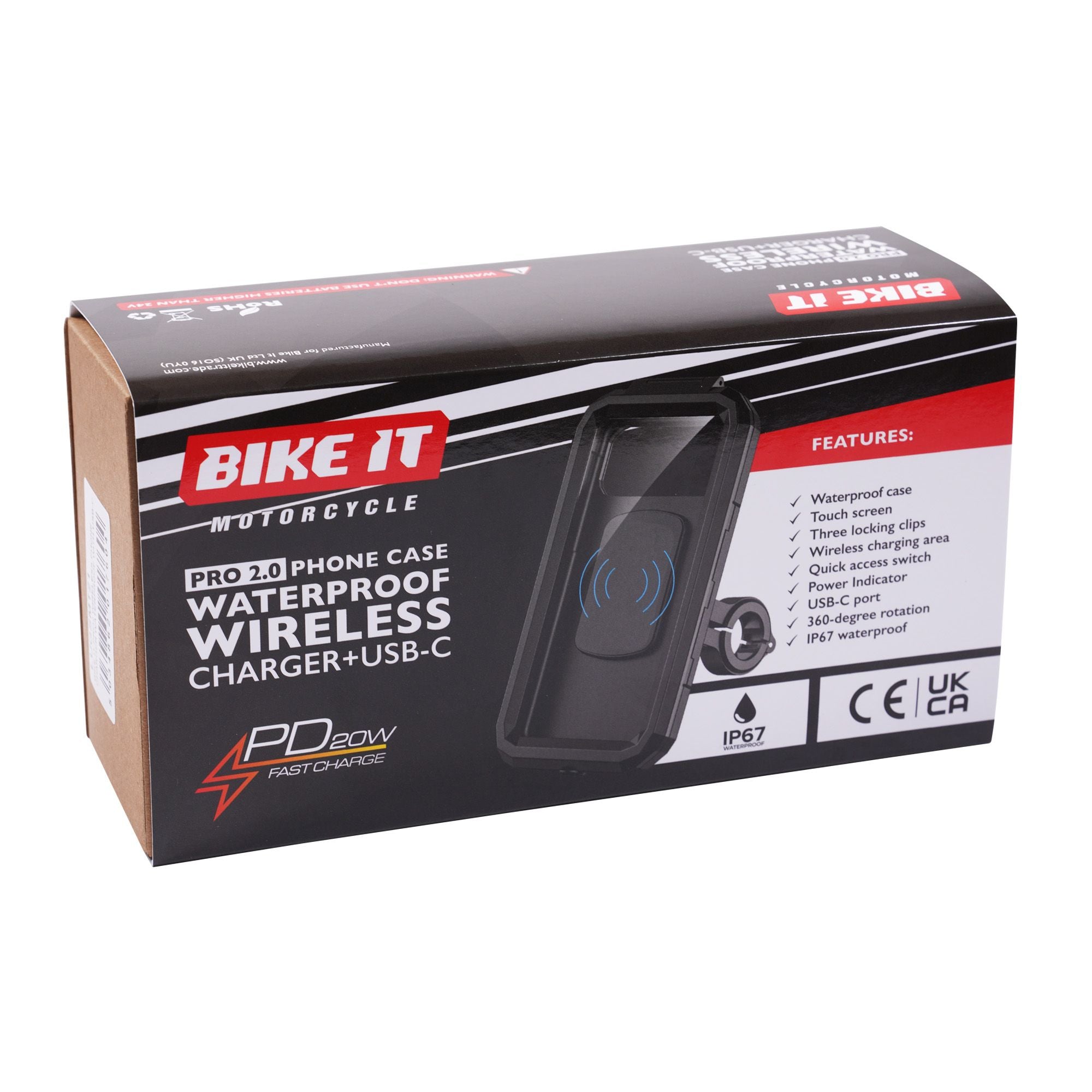 Bikeit Pro 2.0 Waterproof Universal Motorcycle Case Mount Wireless C MSG Bike Gear