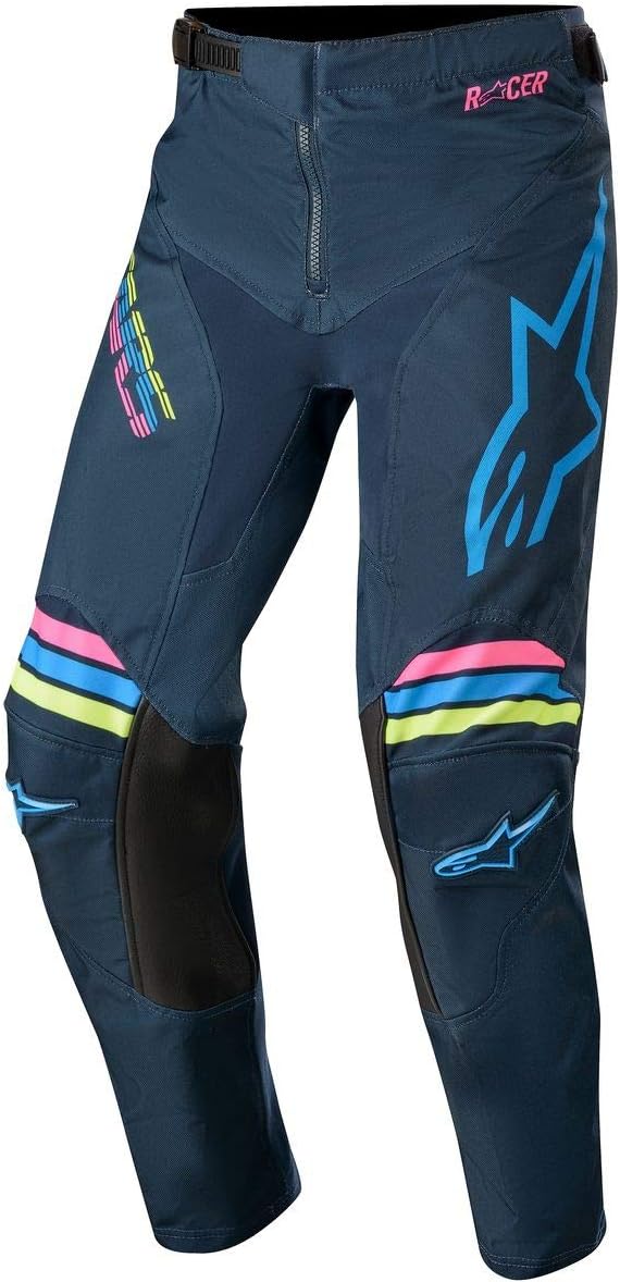 Alpinestars Racer Braap Motocross MX Youth Pants - Navy Aqua/Fluo Pink