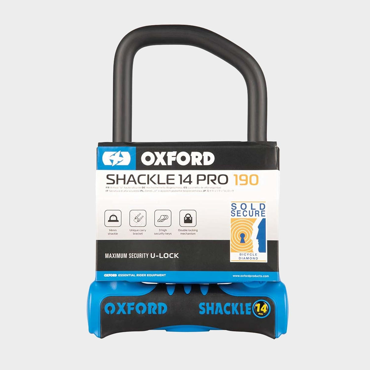 Oxford Shackle 14 Pro U-Lock 260mm x 177mm Bicycle Lock Sold Secure (Cycling) Diamond Rated