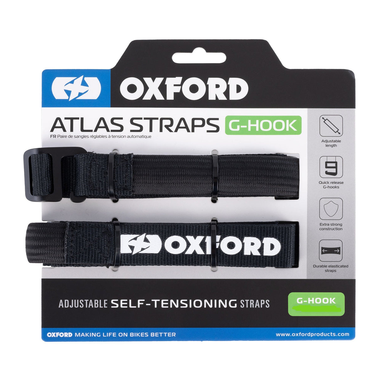 Oxford Atlas G-Hook 26mm x (1.2M or 2M) Black (Pair)