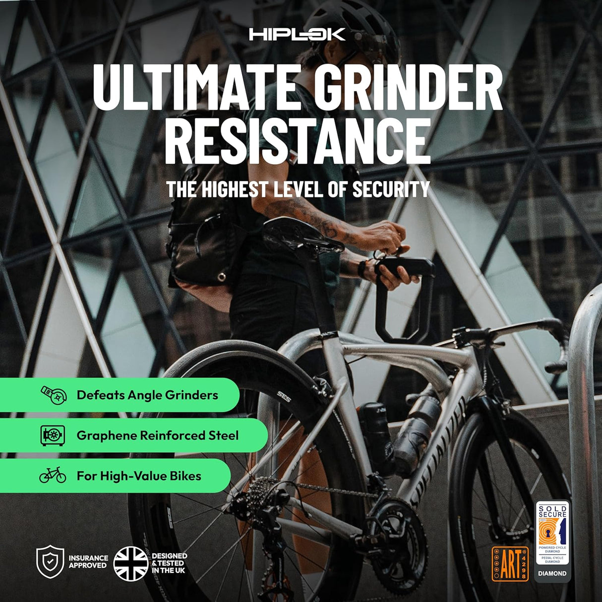 Security Bundle Hiplok D1000/DX1000 Anti Angle Grinder D-Lock and Oxford Monster Chain and Padlock