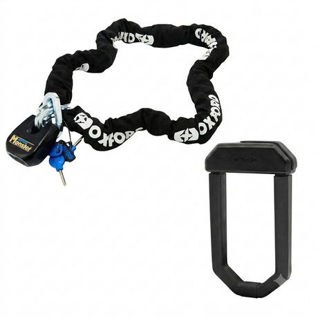 Security Bundle Hiplok D1000/DX1000 Anti Angle Grinder D-Lock and Oxford Monster Chain and Padlock