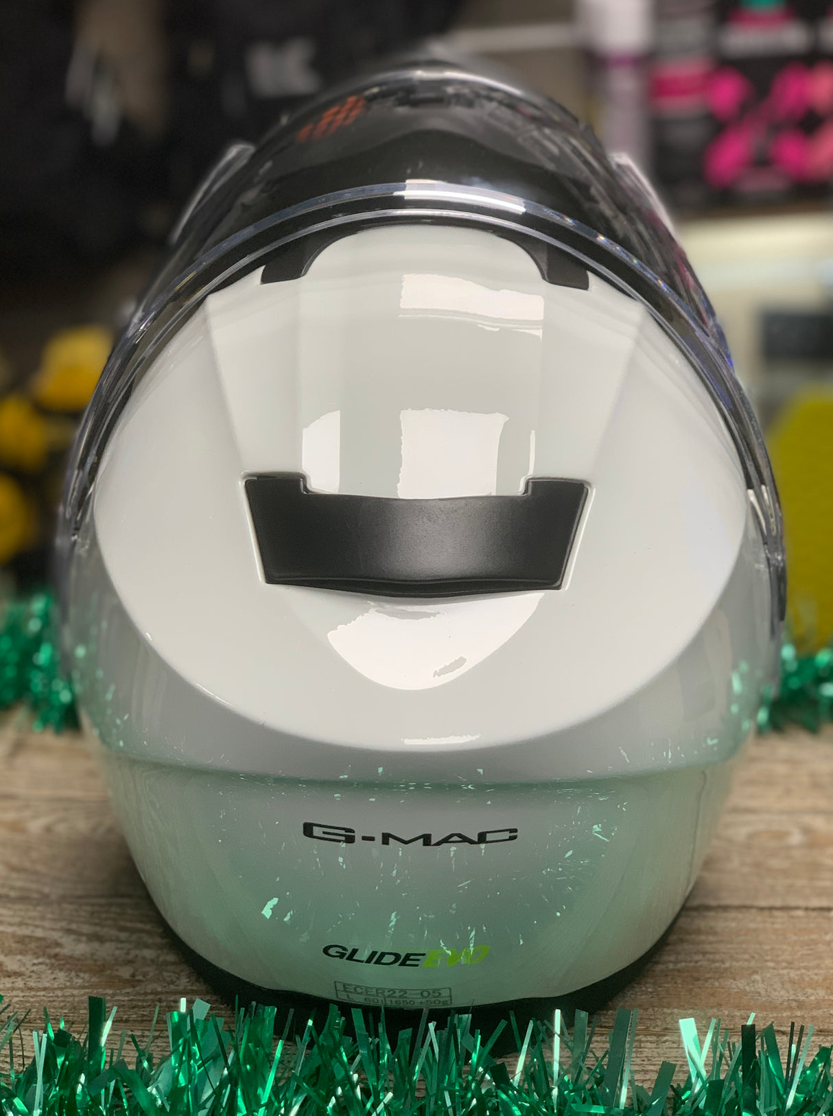 G-Mac Glide Evo Flip Front Motorcycle Helmet Gloss White Large - Warehouse Offer