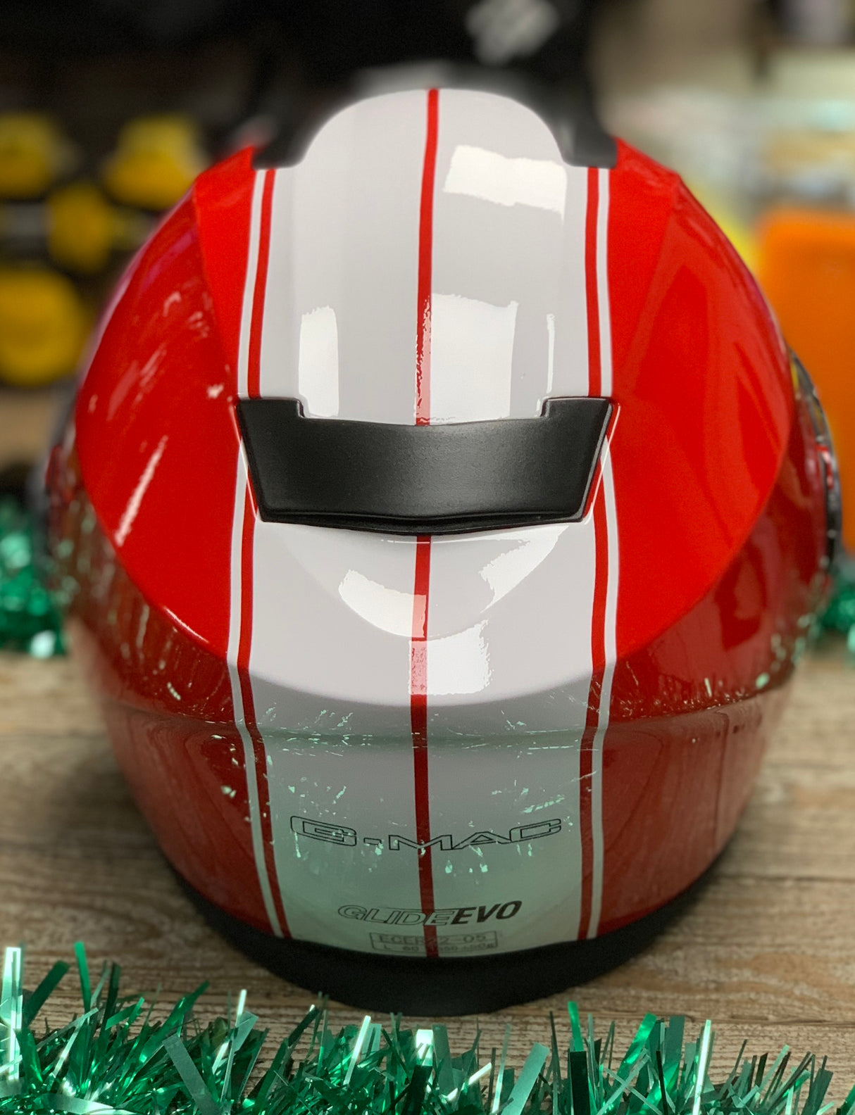 G-Mac Glide Evo Flip Front Motorcycle Helmet Gloss Red/White Large - Warehouse Offer