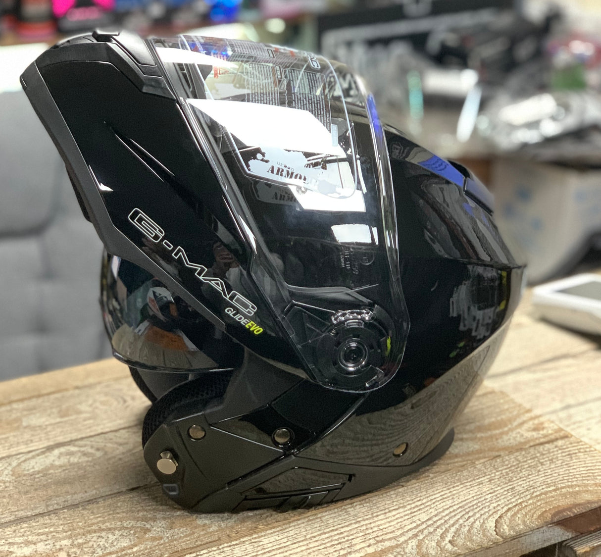 G-Mac Glide Evo Flip Front Motorcycle Helmet Gloss Black XXL - Warehouse Offer