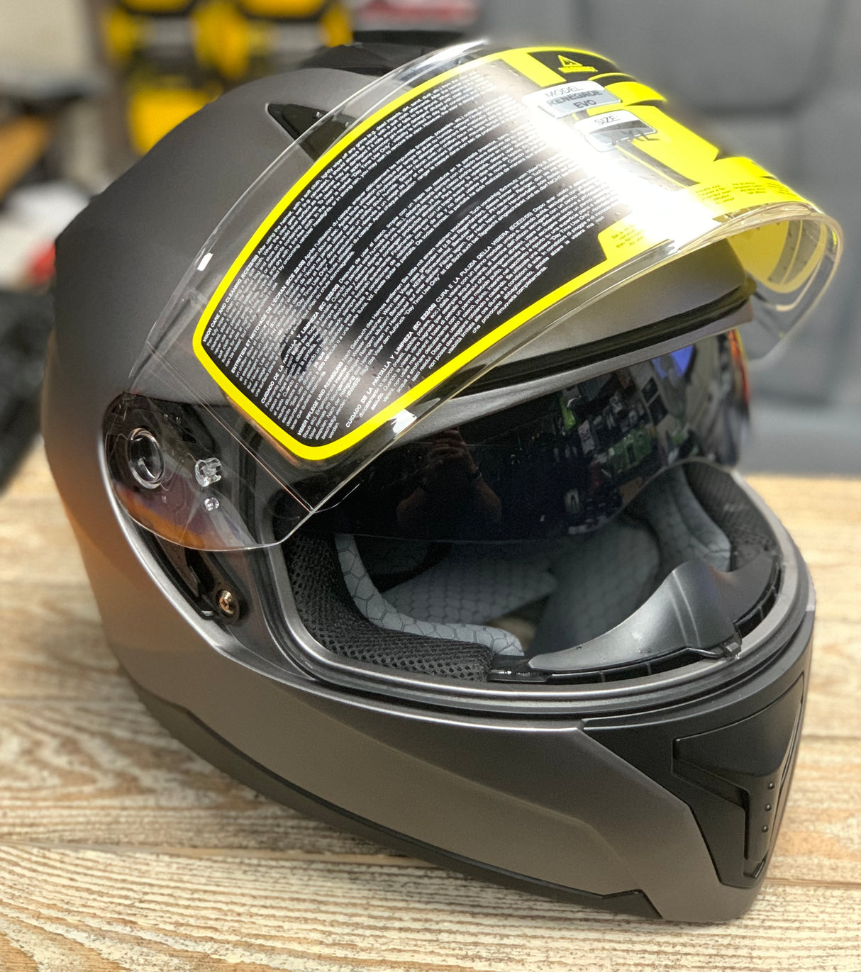 G-Mac Renegade Evo 22.06 Motorcycle Helmet Satin Titanium + Pinlock Insert XXL - Warehouse Offer