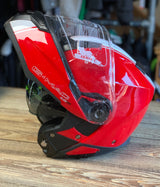 G-Mac Glide Evo Flip Front Motorcycle Helmet Gloss Red/White Large - Warehouse Offer