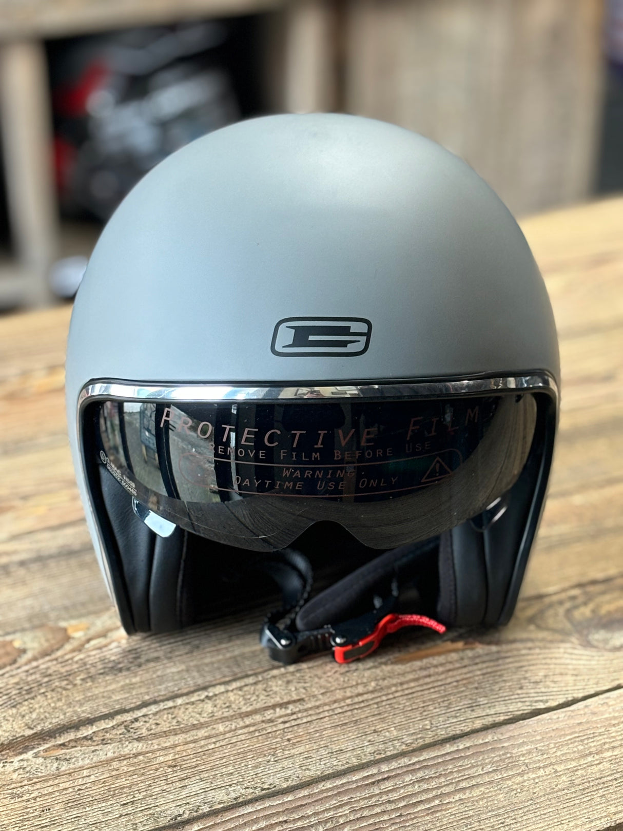 G-Mac Rebel Evo Open Face Motorcycle Helmet - Satin Dark Grey - Medium