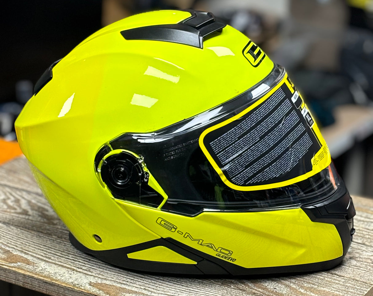 G-Mac Glide Evo Modular Flip Up DVS Motorcycle Helmet Fluo Yellow - XL