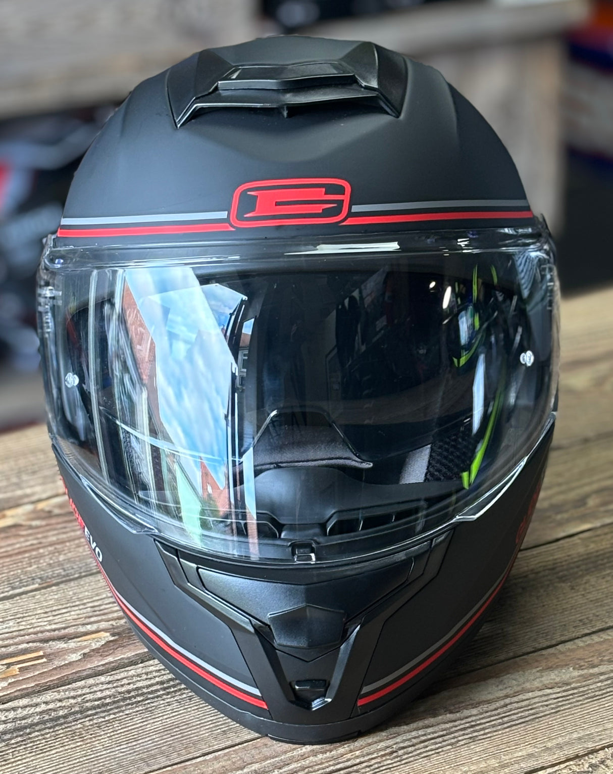 G-Mac Glide Evo Modular Flip Up DVS Motorcycle Helmet Black/Red/Grey - XL