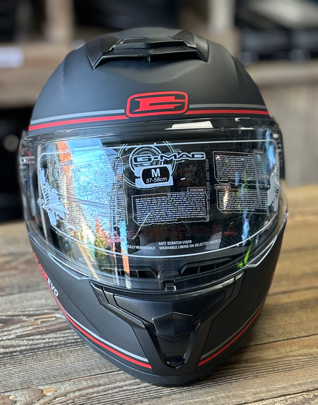 G-Mac Glide Evo Modular Flip Up DVS Motorcycle Helmet Black/Red/Grey - Medium