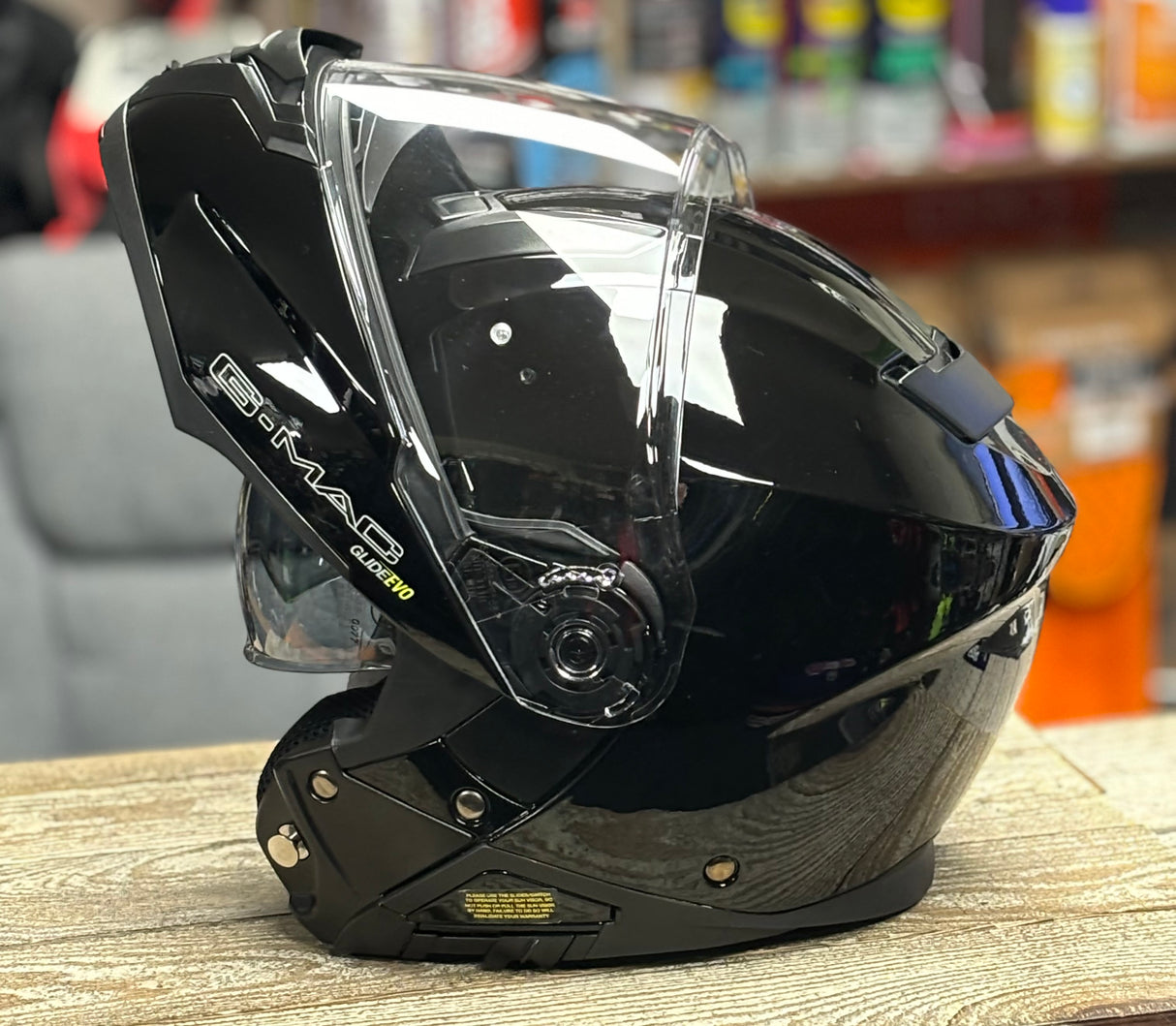 G-Mac Glide Evo Modular Flip Up DVS Motorcycle Helmet Gloss Black - Medium