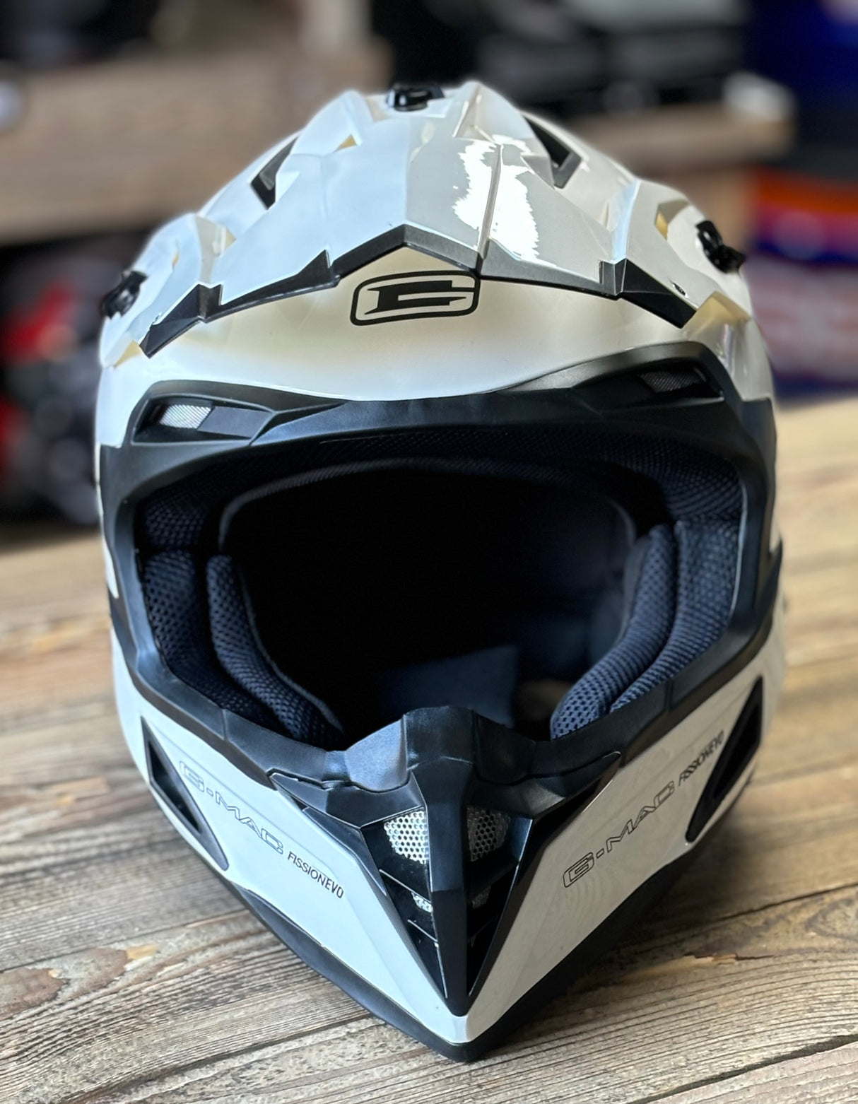G-Mac Fission Evo MX ACU Gold Motocross Motorcycle Helmet White - XL