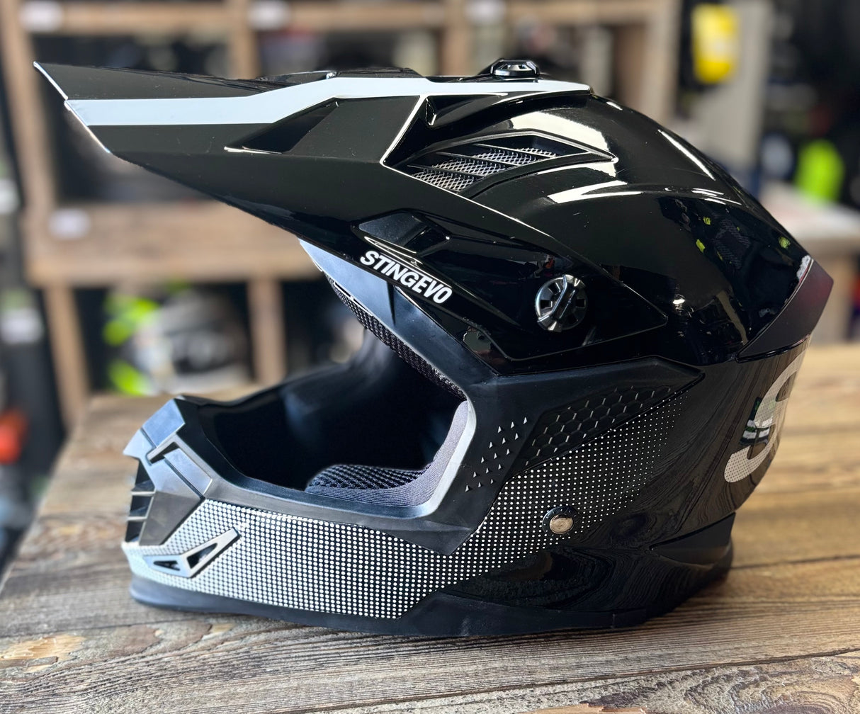 G-Mac Sting Evo MX ACU Gold Motocross Motorcycle Helmet Black/White - Large