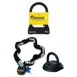 Oxford Grinder D Lock Monster Chain Lock and Ground Anchor Bundle