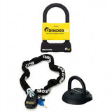 Oxford Grinder D Lock Monster Chain Lock and Ground Anchor Bundle