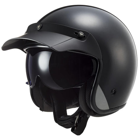 LS2 OF601 Bob II Open Face Motorcycle Helmet - Solid Matt Black