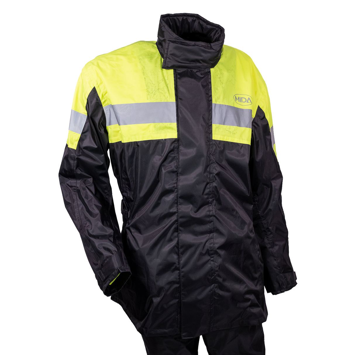 MIDA Waterproof Mesh Lined Over Jacket - Black/Fluo Yellow
