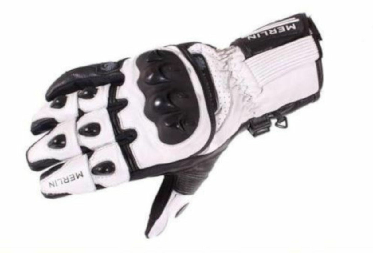 Merlin Misano Sport White/Black Motorcycle Leather Gloves - Medium