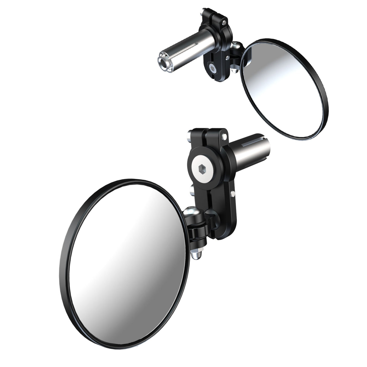 Oxford Fold-Away Motorcycle Bar End Mirrors - Black Set