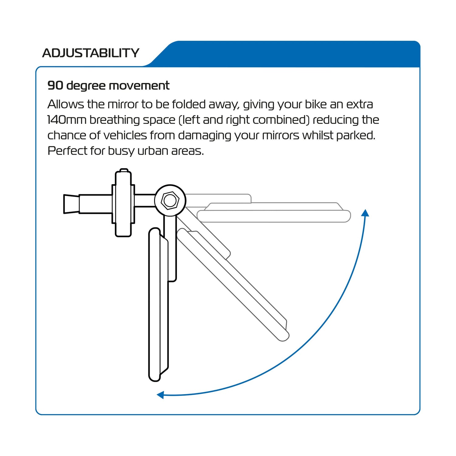 Oxford Fold-Away Motorcycle Bar End Mirrors - Black Set