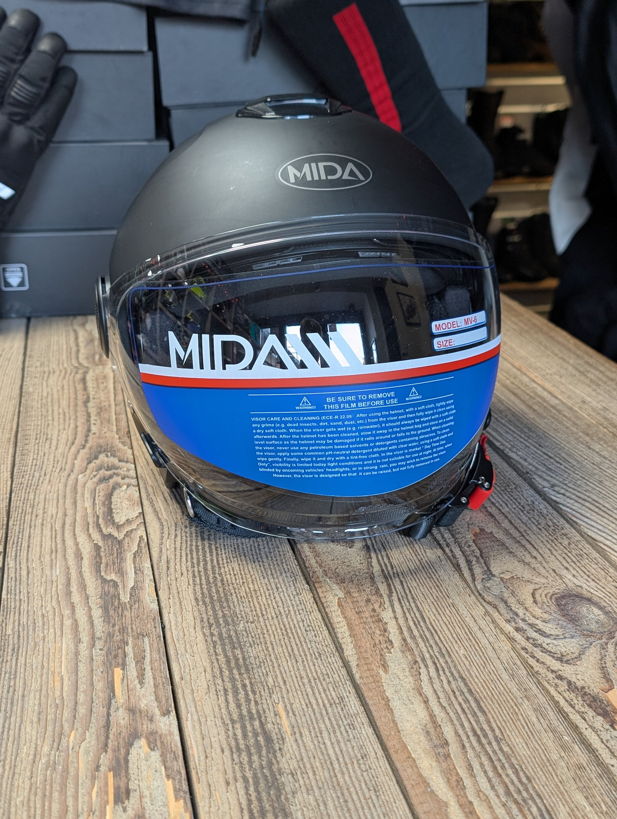 MIDA MV-6 Open Face Jet DVS Motorcycle Helmet Matt Black XL