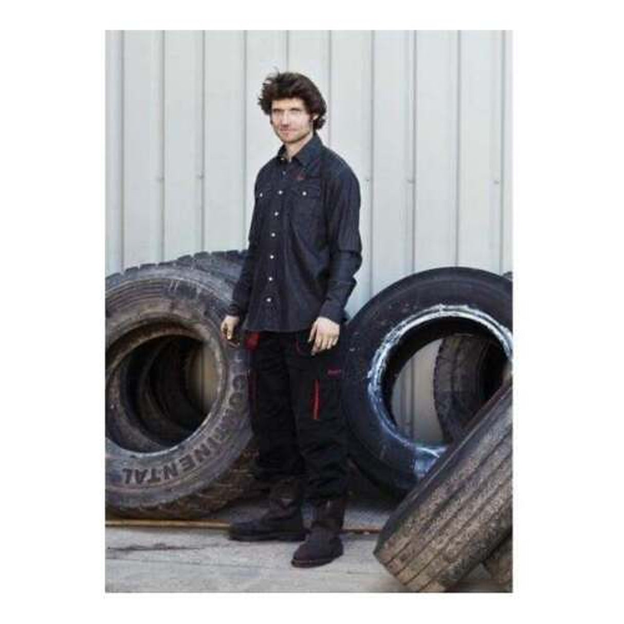 Red Torpedo Guy Martin Spanner Swarm Mens Long Sleve Denim Shirt - Black