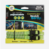 Rok Luggage Straps Adjustable 300 - 720x12mm - Green/Reflective - Twin Pack