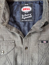 Bell Mens Cotton Long Sleeve Rucker Herringbone Casual Shirt Medium - Grey