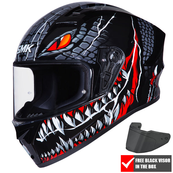 SMK Stellar Full Face Motorcycle Helmet + Free Dark Visor