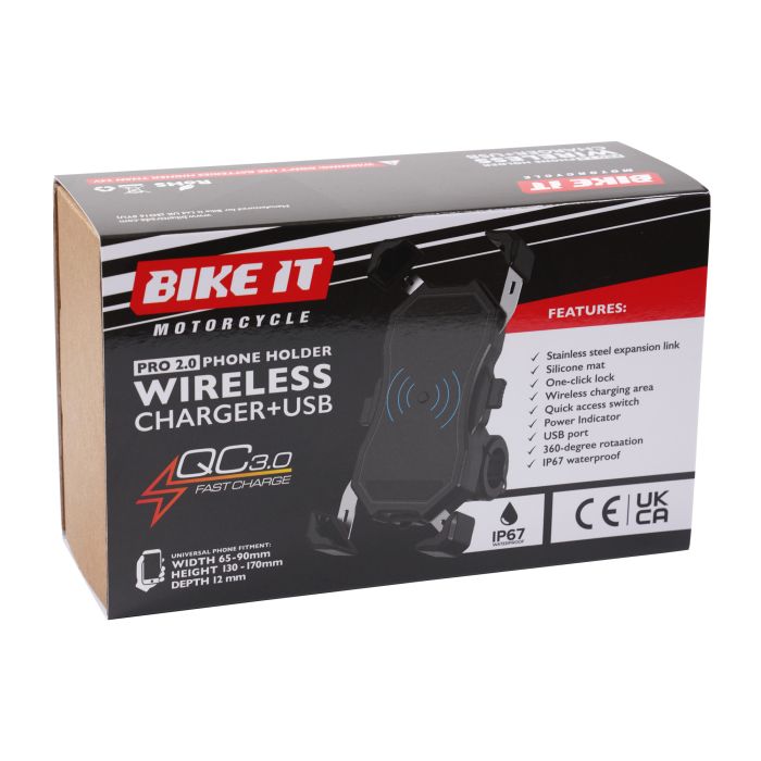 Bike It Pro2 Wireless Phone Charger Cradle & Mount Wireless Charger and Anti-Vibration Mount Bundle