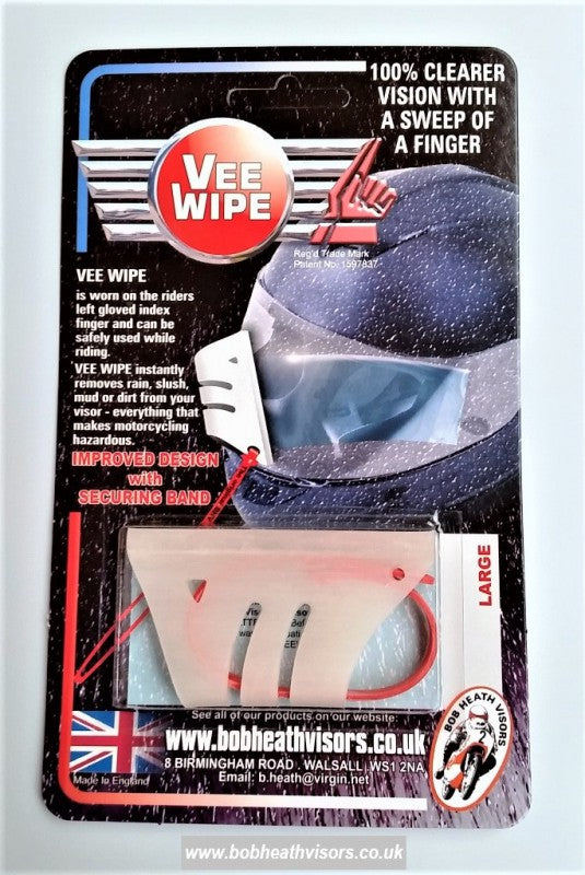 Bob Heath Vee Wipe Motorcycle Helmet Visor Rain Finger Wipe
