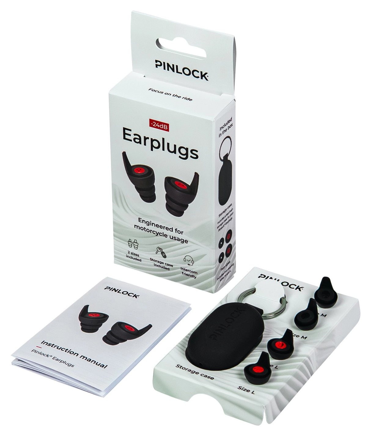 Pinlock Premium Motorcycle Ear Plugs Twin Pack - 1 Medium Pair & 1 Large Pair -24dB SNR