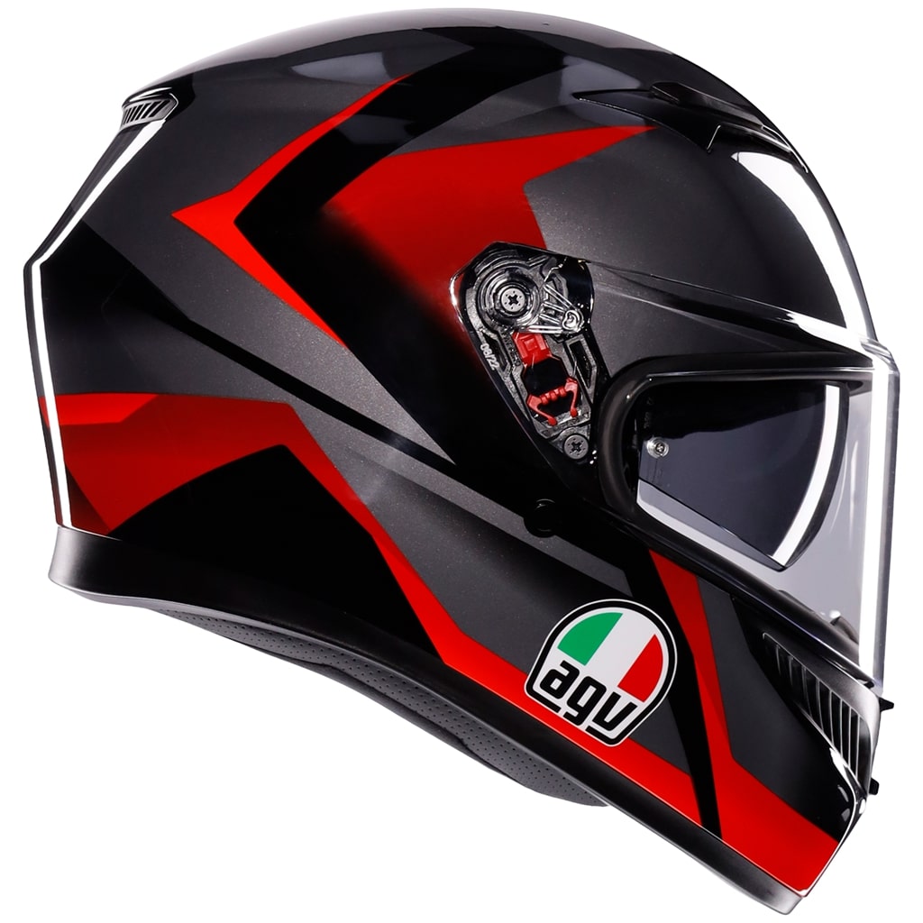 AGV K3 E2206 Full Face Motorcycle Helmet - Striga Black, Grey, Red