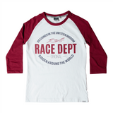 RST Casual Ladies Baseball Sleeved T-Shirt - White / Burgundy
