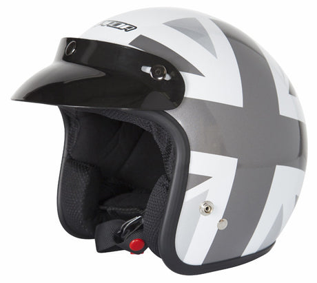 SPADA OPEN FACE NINETY2 BRIT WHITE/SILVER MOTORCYCLE SPORTS HELMET - Spada -  - MSG BIKE GEAR