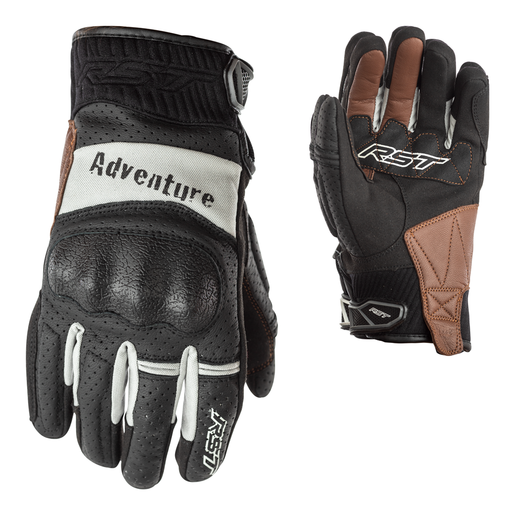 RST Adventure CE Approved Leather Gloves - Black/Silver