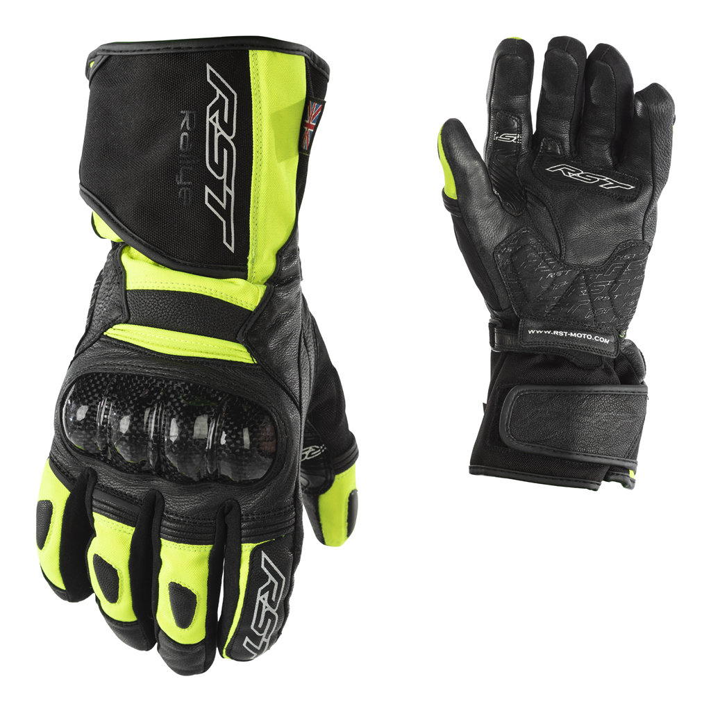 RST Rallye CE Waterproof Gloves - Black / Flo Yellow