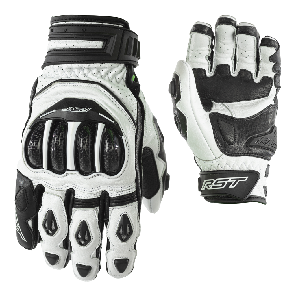 RST Tractech Evo CE Approved Short Mens Glove - White/Black