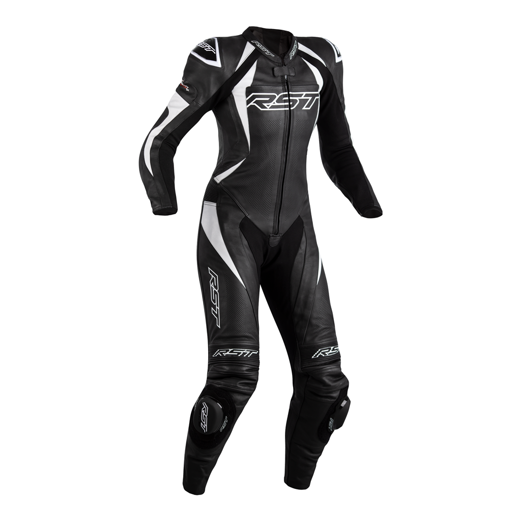 RST TracTech Evo 4 CE Ladies Leather Suit - Black / Black / White