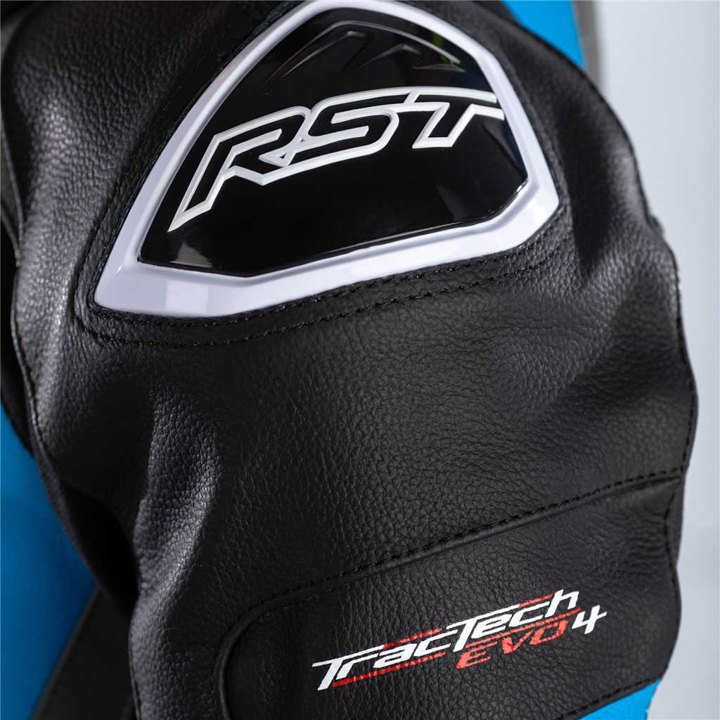 RST TracTech Evo 4 CE Ladies Leather Suit - Black / Grey / Sky Blue