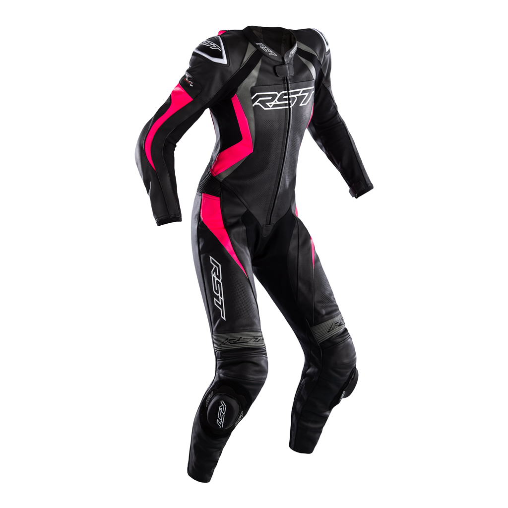 RST TracTech Evo 4 CE Ladies Leather Suit - Black / Grey / Pink