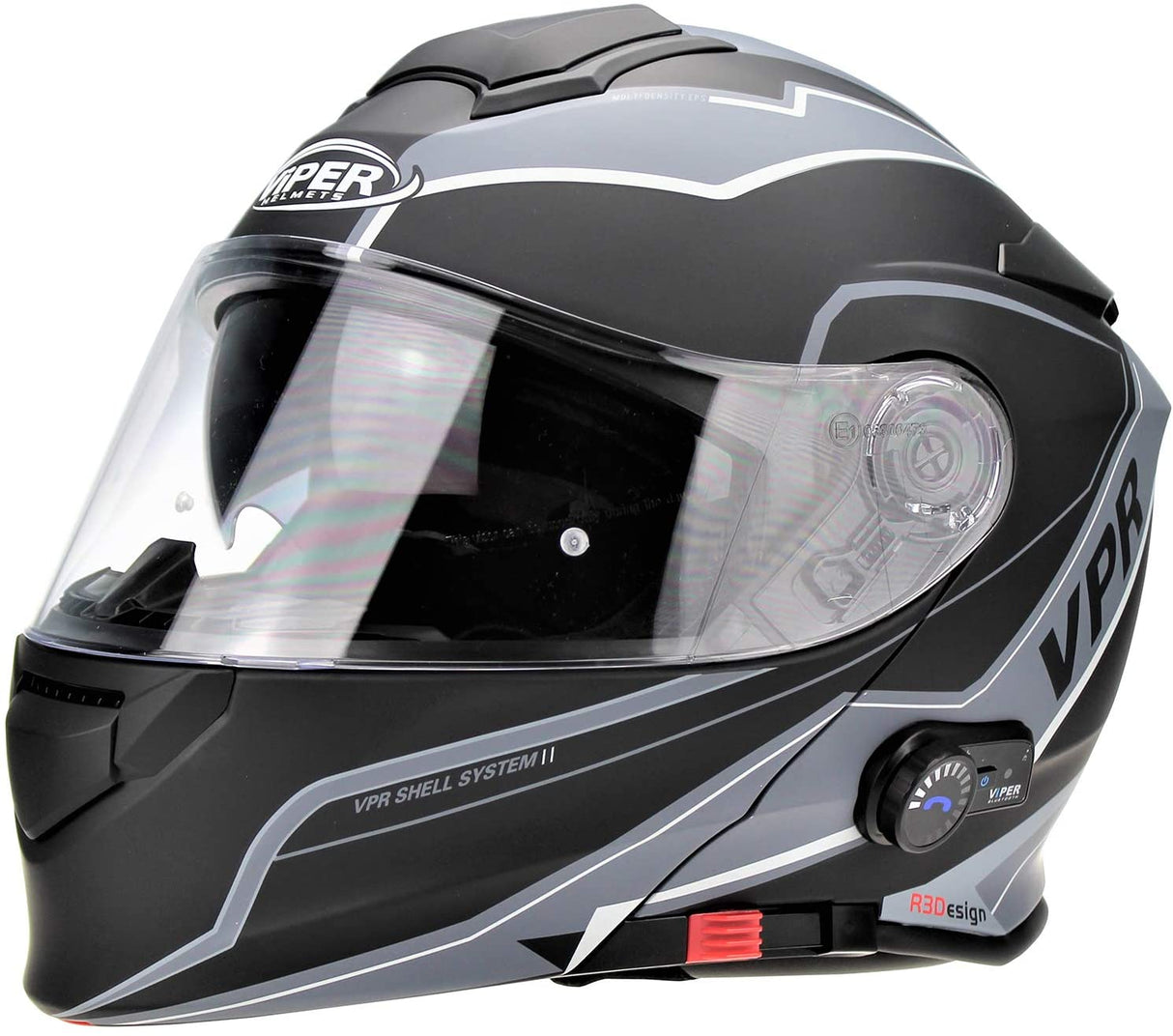 Viper RSV-171 Flip Front Helmet Fitted with Blinc Bluetooth System - Zone Matt Grey