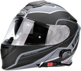 Viper RSV-171 Flip Front Helmet Fitted with Blinc Bluetooth System - Zone Matt Grey