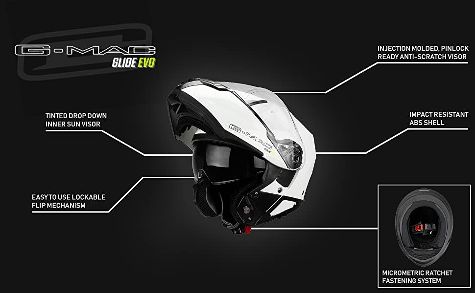 G-Mac Glide Evo Flip Front Motorcycle Helmet