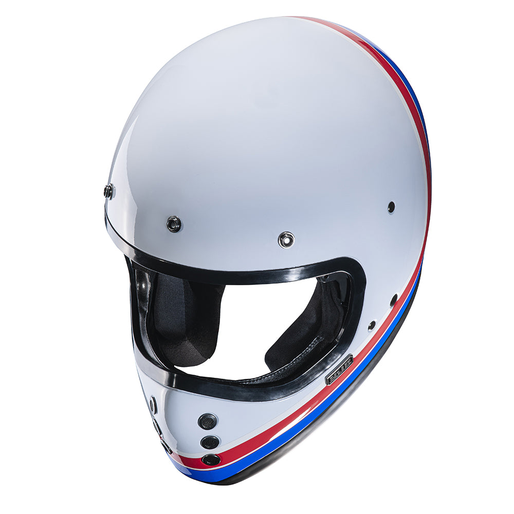 HJC V60 Scoby MC21 White Red Blue Fiberglass ECE 22.06 Off Road Full Face Helmet